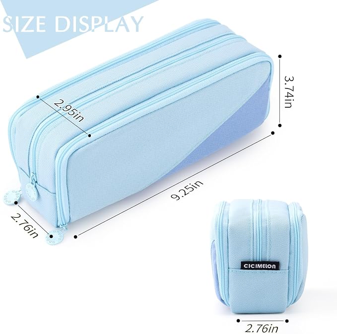 CICIMELON Big Capacity Pencil Case 3 Compartments Pen Pouch Bag Multifunctional - Image 4