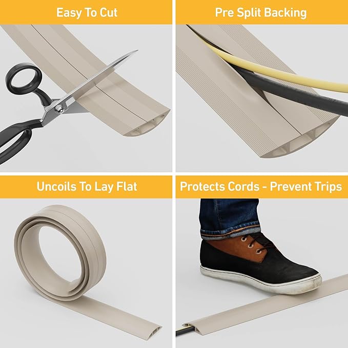 D-Line 30ft Floor Cord Cover, Floor Cable Protector, Extension Cord Cover - Image 2