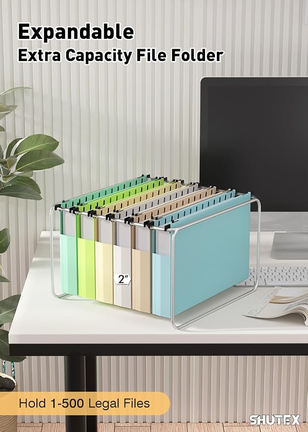 SHUTEX Extra Capacity Plastic Hanging File Folders, 12 Pack Reinforced - Image 4