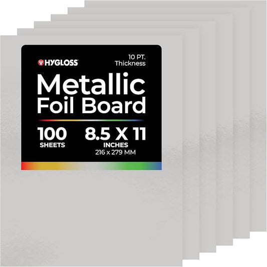 Hygloss Metallic Cardstock Sheets – 100 Matte Silver Sheets, 8.5” x 11” by HyglossProductsInc