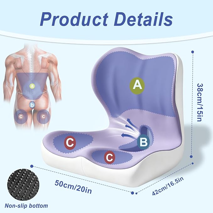 Seat Cushion for Office Chair and Car, Ergonomic Memory Foam Seat Cushion - Image 2