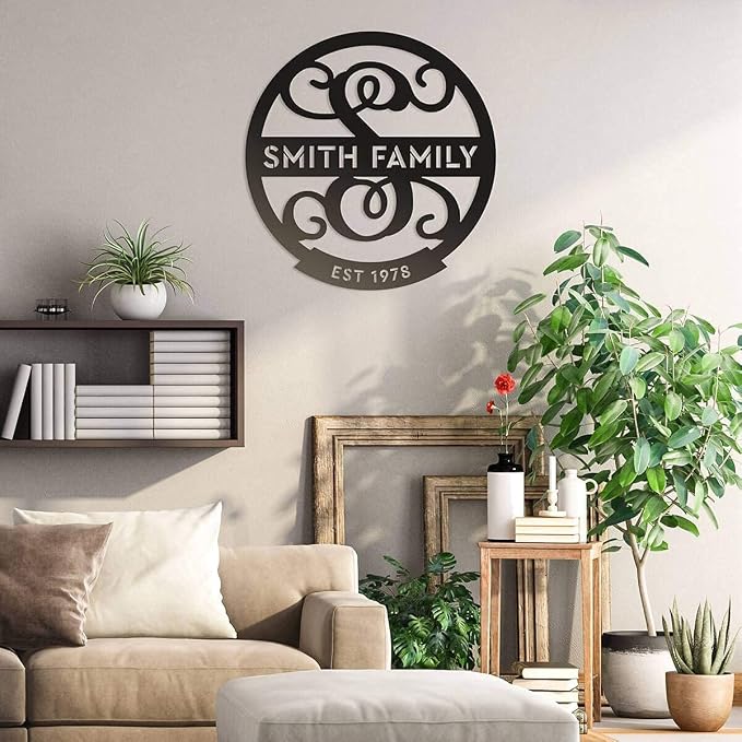 RealSteel Family Name Monogram, Personalized Family Name Metal Sign, Est Year - Image 6