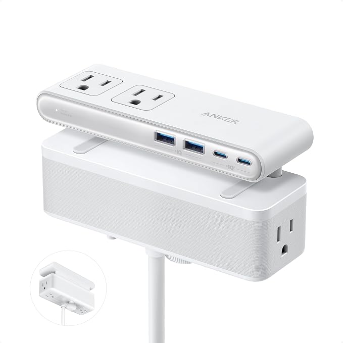 Anker Nano Power Strip, Desk Clamp, 70W Max, 1500J Surge Protector, 2 USB C | by Unknown