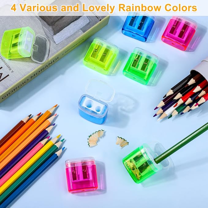 Aodaer 168 Pieces Pencil Sharpeners Manual Double Hole Pencil Sharpener - Image 4