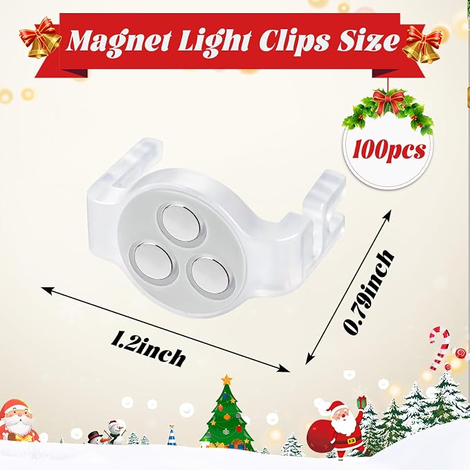 UQM 100 Pack C9 Magnetic Christmas Light Clips, Extra Strong Magnetic Clips - Image 2