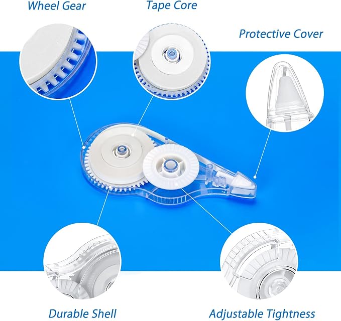 White Correction Tape 10 Pack, Easy Use Roller Applicator, Instant Dry - Image 2