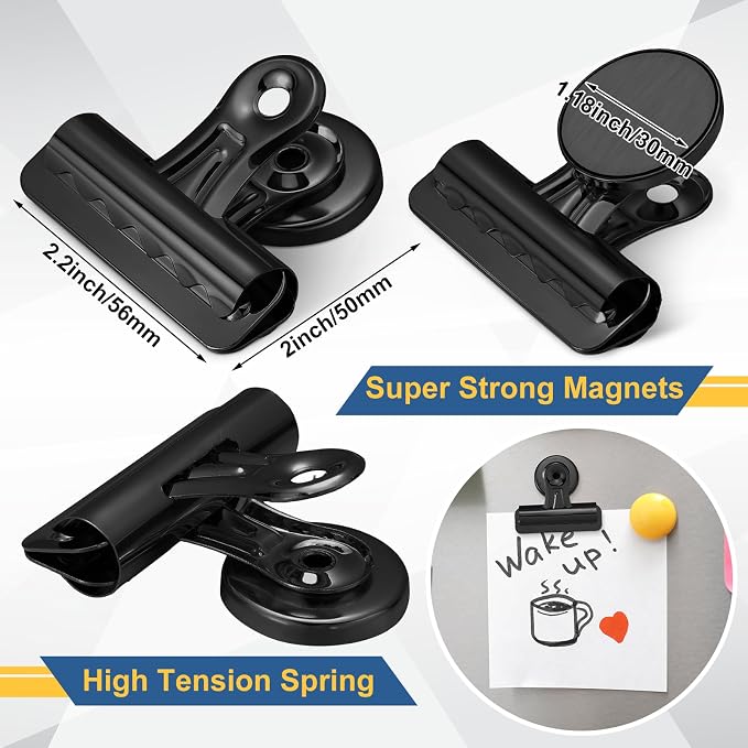 MorningRo 18 Pcs Metal Magnetic Clips Heavy Duty 2.2 Inch Whiteboard - Image 2