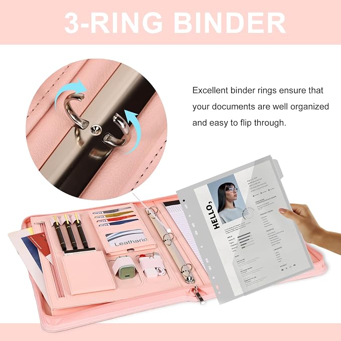 Leathario Portfolio Binder, Includes 5 Folder Index Dividers, 13 Inch Tablets - Image 7