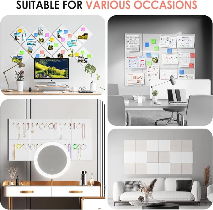 MaxGear Felt Bulletin Board 48" x 36", 12 Pack 11.8" x 11.8" Wall Panels - Image 6