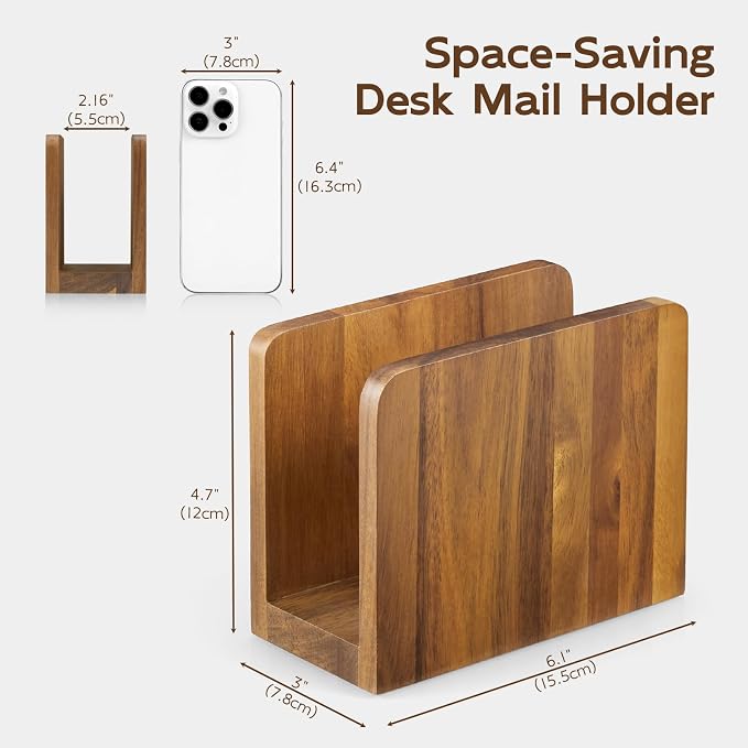 Acacia Wood Mail Organizer, Mail Holder - Image 2