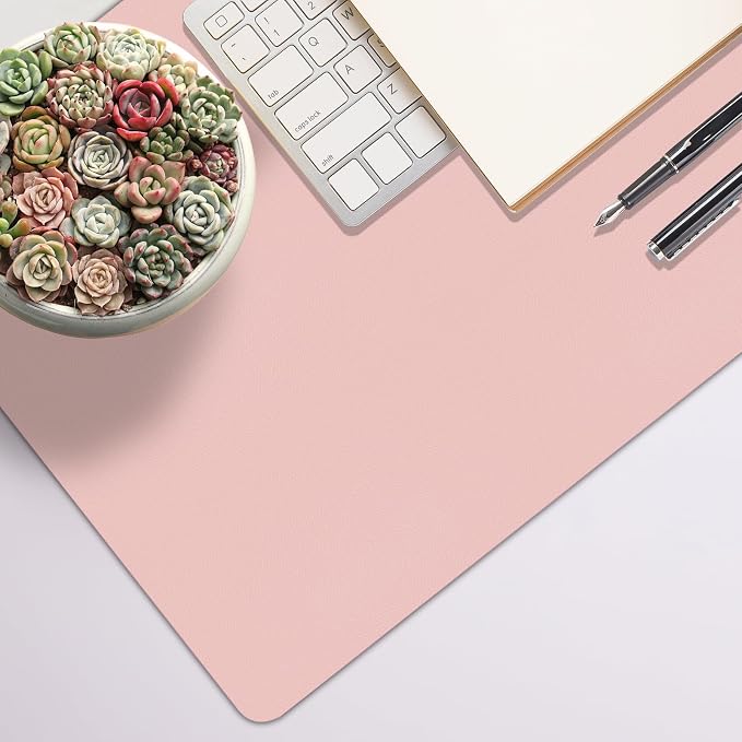 Leather Desk Pad Mat, Computer Pink Desk Mat Non-Slip, PU Large Mouse Pad - Image 5