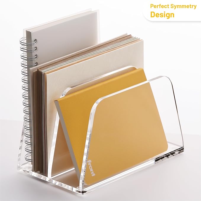 SANRUI Acrylic Mail Organizer for Desk Vertical Letter Holder Clear Bookshelf - Image 5