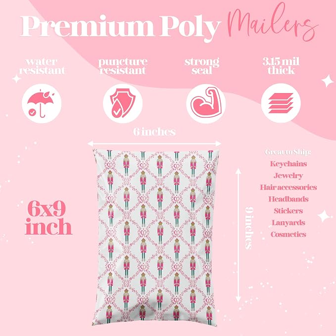 6x9 Designer Poly Mailer 100 Pack Heavy Duty Waterproof Self Seal Shipping Bags - Image 3