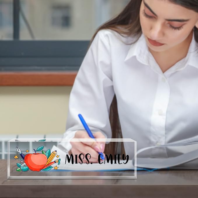 Personalized Desk Name Plate, Custom Acrylic Glass Name Plates - Image 2