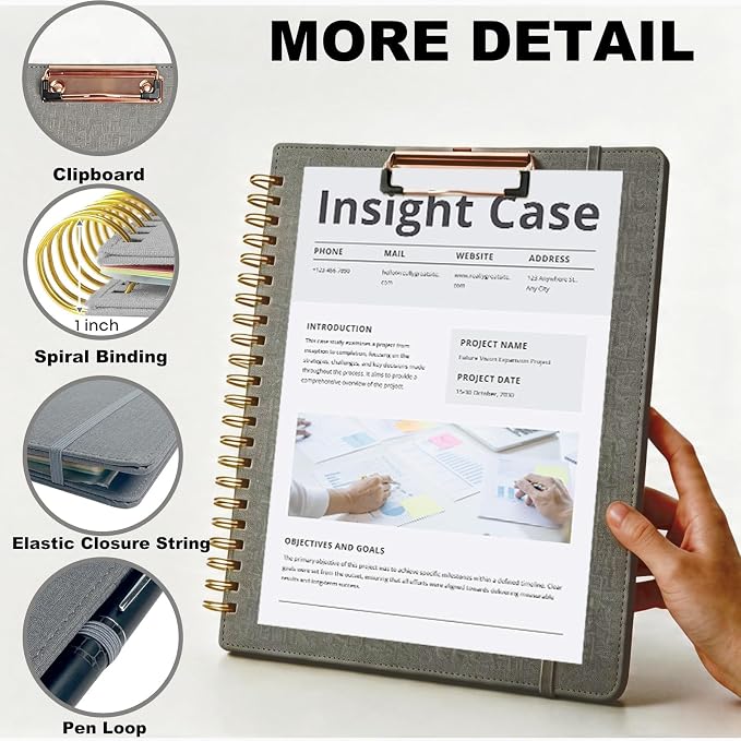 Grey Foldable Spiral Clipboard Folio - Image 5