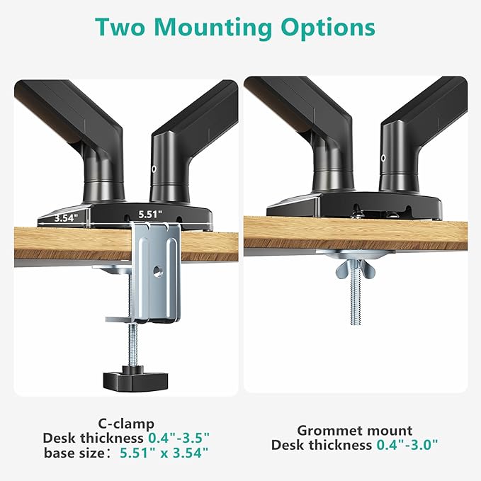 WALI Dual Monitor Stand for 17-32 inch Computer Screens, Dual Monitor Arms for 2 Monitors Holds up to 22 lbs, Height Adjustable Gas Spring Dual Monitors Mount, VESA 75x75/100x100mm (GSMP002N), Black-DeskLoop Office