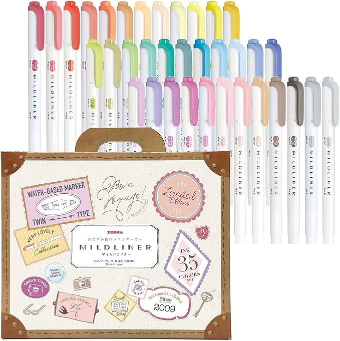 ZEBRA WKT7-35C Highlighter, 35 Color Set, Gift Box Included by ZebraPen