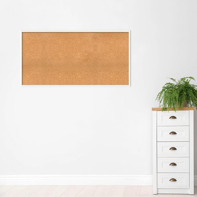 Amanti Art Natural Cork Board for Wall, 29x57 Vision Board with White Frame, Oversize Corkboard Office Decor for Home Organization, Modern Corkboard Pinboard to Display Items for Home Organization in-DeskLoop Office