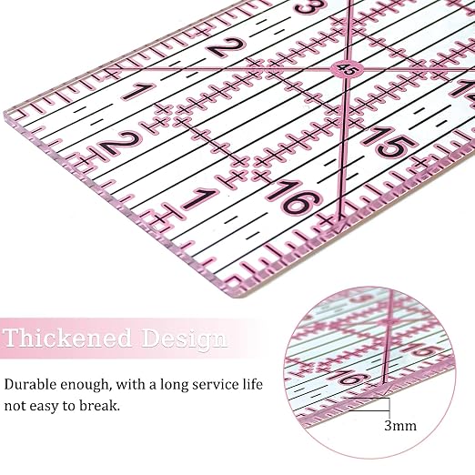 Acrylic Quilters Ruler, Sewing Ruler, 3-Inch by 17-Inch, Non Slip Rings 15 - Image 3