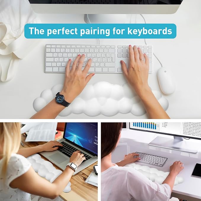 Cloud Wrist Rest Keyboard | Memory Foam, PU Leather, Ergonomically Designed - Image 5