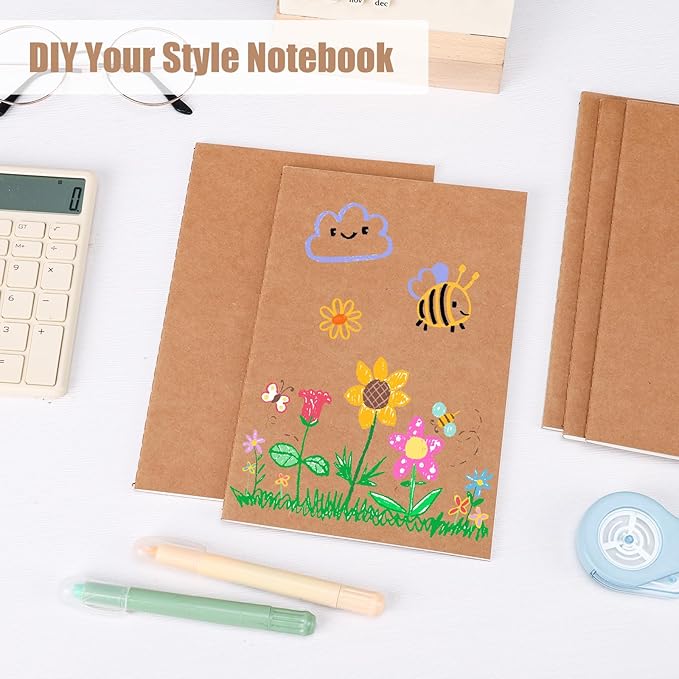 EOOUT 24 Pack Blank Kraft Notebooks, A5 Journals Notebook Bulk, Unlined Paper - Image 6