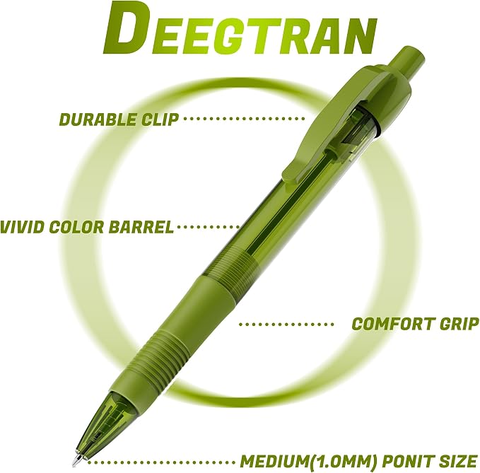 deegtran Pens Bulk, 30 Pack No Bleed Sage Green Ink Click Pens - Image 2