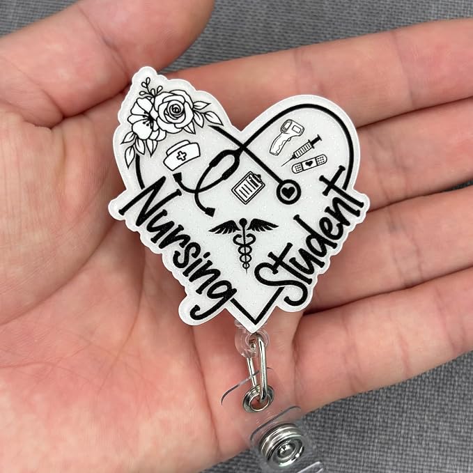 Elegant Nursing Student Badge Reel Retractable, Cute Student Nurse Acrylic - Image 3