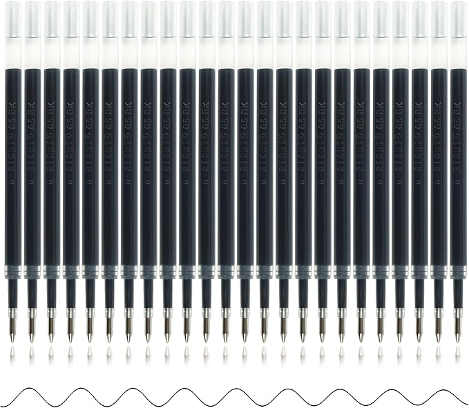 U-RIGHT 24 Pcs Retractable Black Gel Ink Refills, 0.5 mm Point Black Ink by U-RIGHT