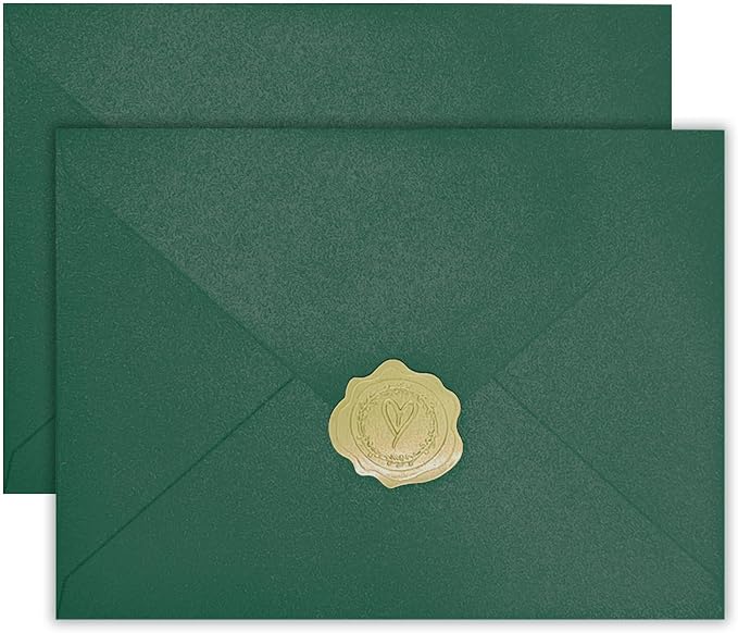 YINUOYOUJIA 50 PCS Pearl Green Envelopes A7, 5 x 7 Green Shimmer Envelopes by YINUOYOUJIA