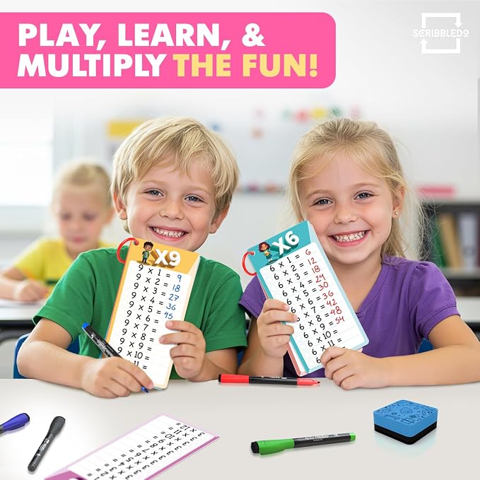 SCRIBBLEDO Dry Erase Multiplication Flash Cards Math 0-12 2nd 3rd 4th Grade - Image 5