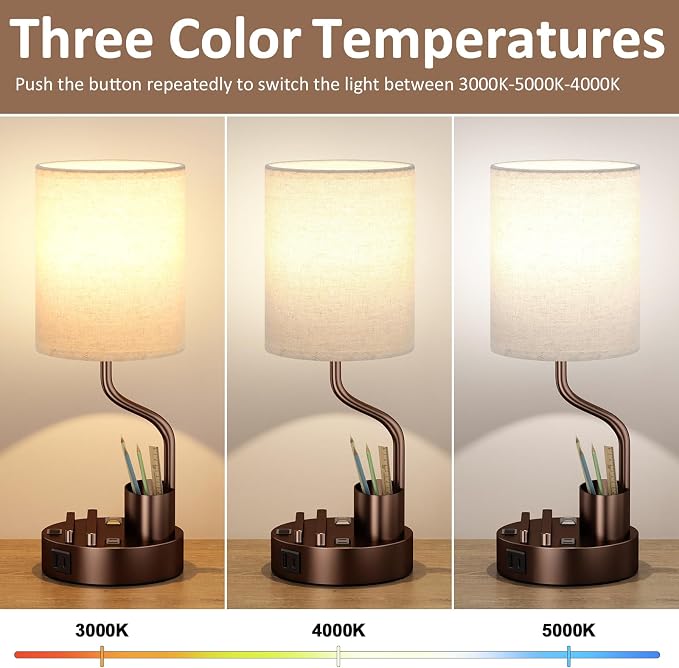 Blue Bedside Table Lamps Set of 2, Nightstand Lights - Image 2
