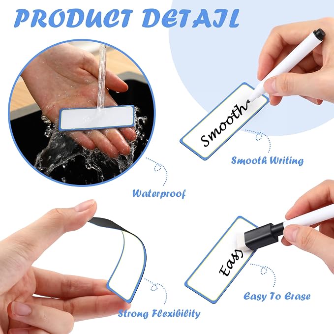 Yexiya 480 Pcs Magnetic Dry Erase Labels, Reusable Blank Strips - Image 3
