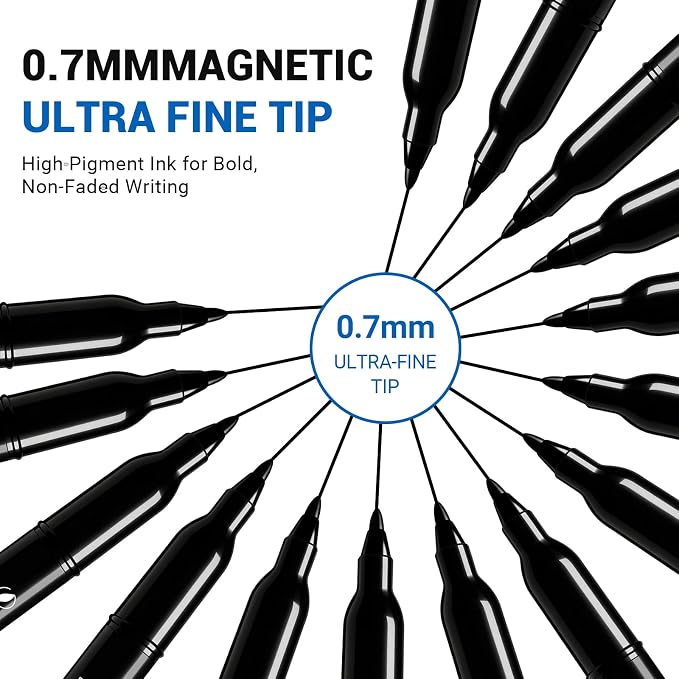 SFAIH Black Magnetic Dry Erase Markers, Ultra Fine Tip 0.7mm Fine Point Thin - Image 2