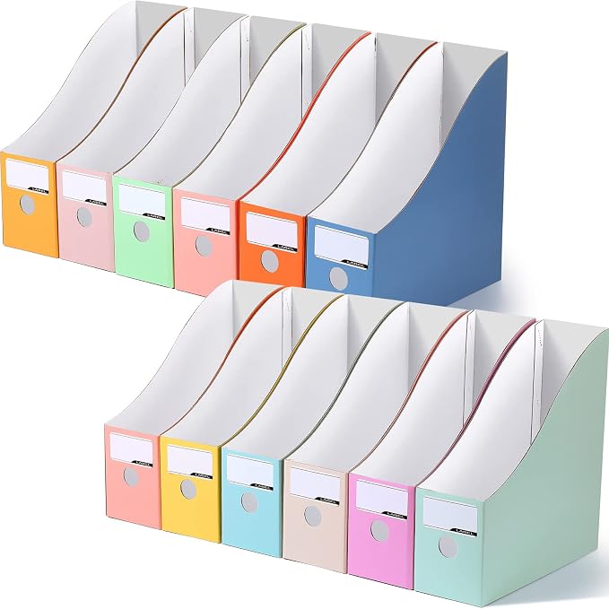 Colarr 12 Pack Cardboard Magazine Holders 12 Colors Magazine Storage Box by Colarr
