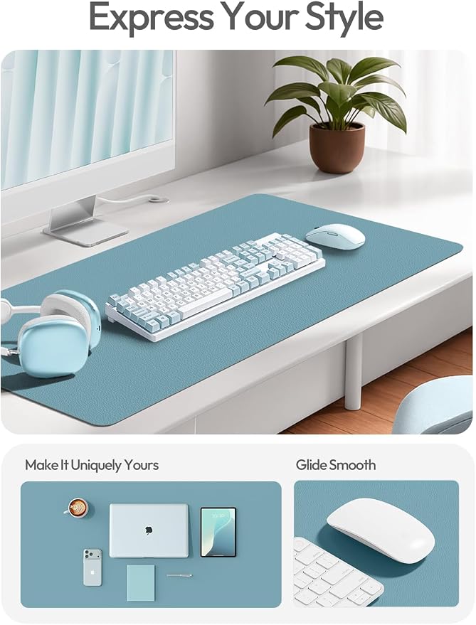 YSAGi Leather Desk Protector, Office Mat, Large Mouse Mat, Non-Slip PU Leather - Image 2
