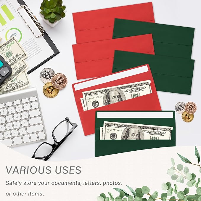 200 Pack #10 Christmas Red and Green Envelopes Letter Size, Business Envelopes - Image 6