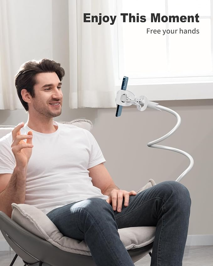SAIJI Gooseneck Cell Phone Holder, Clamp Universal Lazy Mount Clip Hands Free - Image 4