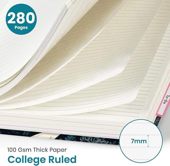 Large Lined Spiral Journal for Women Cute Hardcover 5 Subject Notebook for Work - Image 2