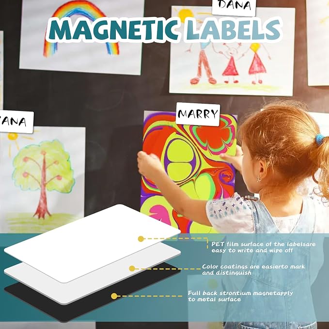 100 Pcs Blank Magnetic Labels, Reusable Dry Erase Magnetic Labels - Image 6