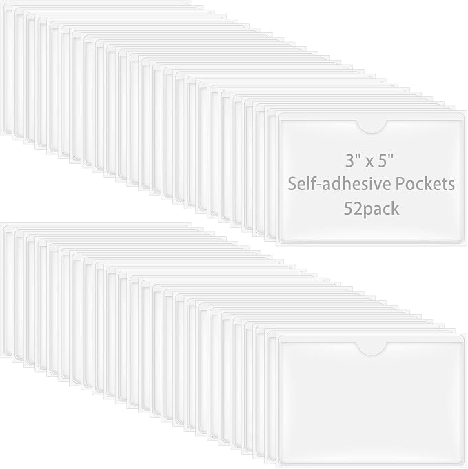 Antner 52 Pack Self-Adhesive Index Card Pockets by Antner