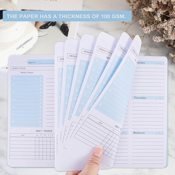 Undated Weekly Planner with Goal & Habit Tracker Notebook, Small A5 To Do List - Image 3