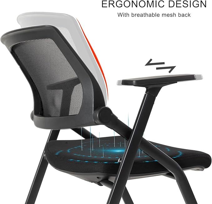 12 Pack Executive Office Chairs with Caster Adjustable Armrest Ergonomic Mid-Back Breathable Mesh Foldable Conference Reception Chair Set for Home School Waiting Room-DeskLoop Office