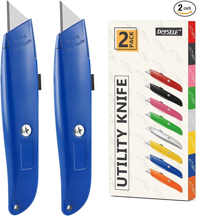 DIYSELF 2Pack Utility Knife Box Cutter Retractable Blade Heavy Duty PVC Pipe by DIYSELF