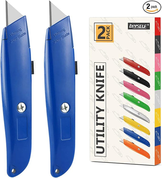 DIYSELF 2Pack Utility Knife Box Cutter Retractable Blade Heavy Duty PVC Pipe by DIYSELF