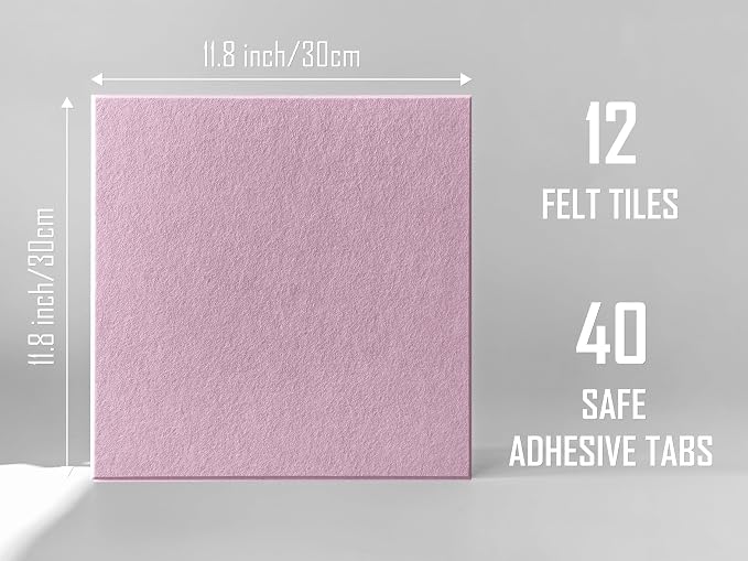 Felt Bulletin Board Tiles 12-Pack – Cork Board Alternative, Pin Board - Image 2
