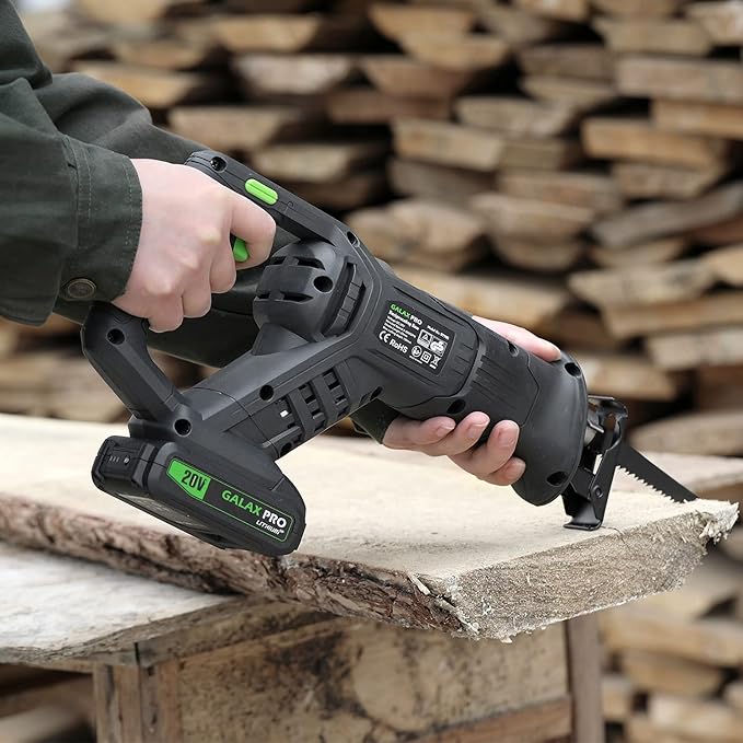 GALAX PRO Cordless Reciprocating Saw with 20V 2.0Ah battery, 0-3000RPM Variable Speed Power Reciprocating Saws with 7/8" Stroke Length,5pcs Zallsaw Blade for thin wooden board, soft metal Cutting-DeskLoop Office