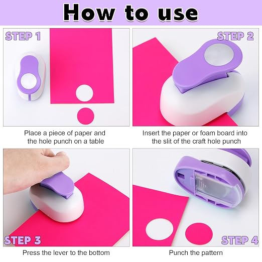 Chengu 3 Pack Craft Paper Punch Circle 2, 1 and 5/8 Inch Punch Paper Punchers - Image 4