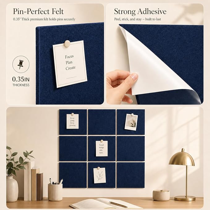 Felt Bulletin Board Tiles, Large Cork Board Alternative, 24 x 36 in | 0.35 in - Image 3
