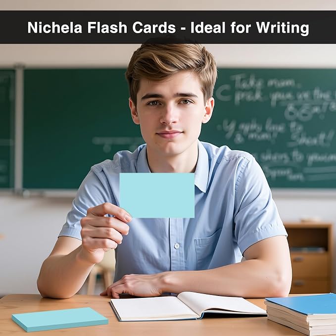 300 Count Blank Index Cards 3x5 Inch Blue Flash Cards Colored Cardstock - Image 5