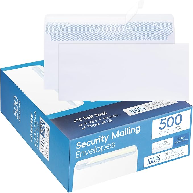 Yeplan 500PCS #10 Envelopes Letter Size Self Seal Business Envelopes No Window by Yeplan